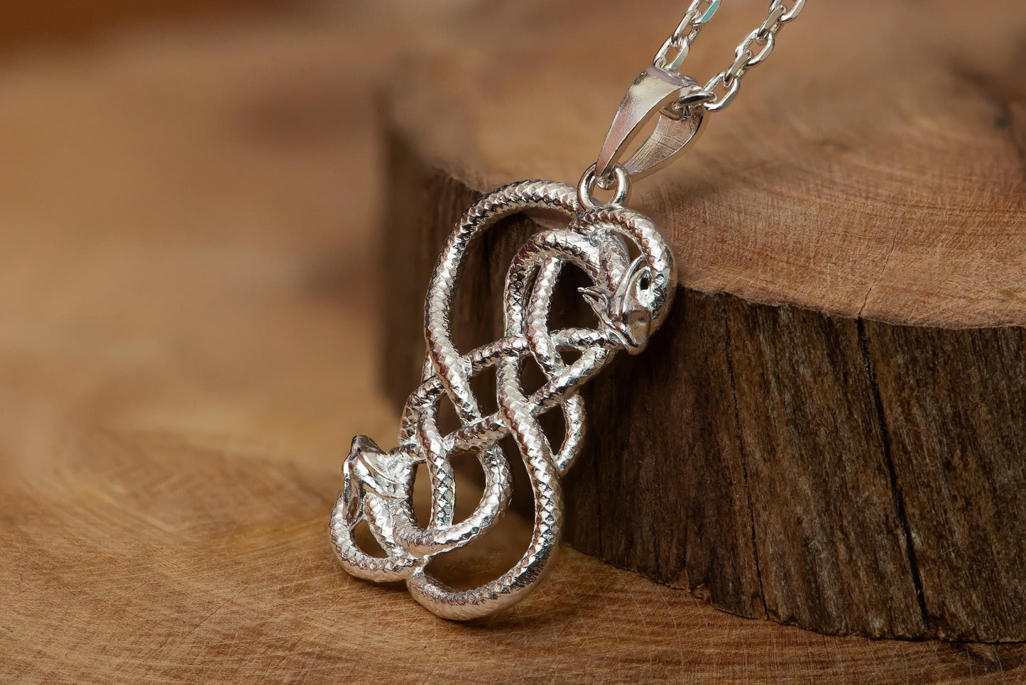 Loki Serpent Jörmungandr Symbol Pendant - Dark Silver Viking Amulet, Norse Mythology Jewelry for Men & Women