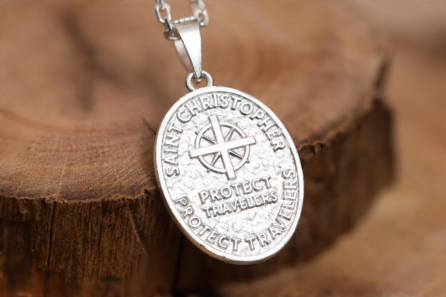 St. Christopher Pendant S925 Sterling Silver Necklace, Saint Medal Amulet Jewelry, Religious Protection Gift for Men and Women