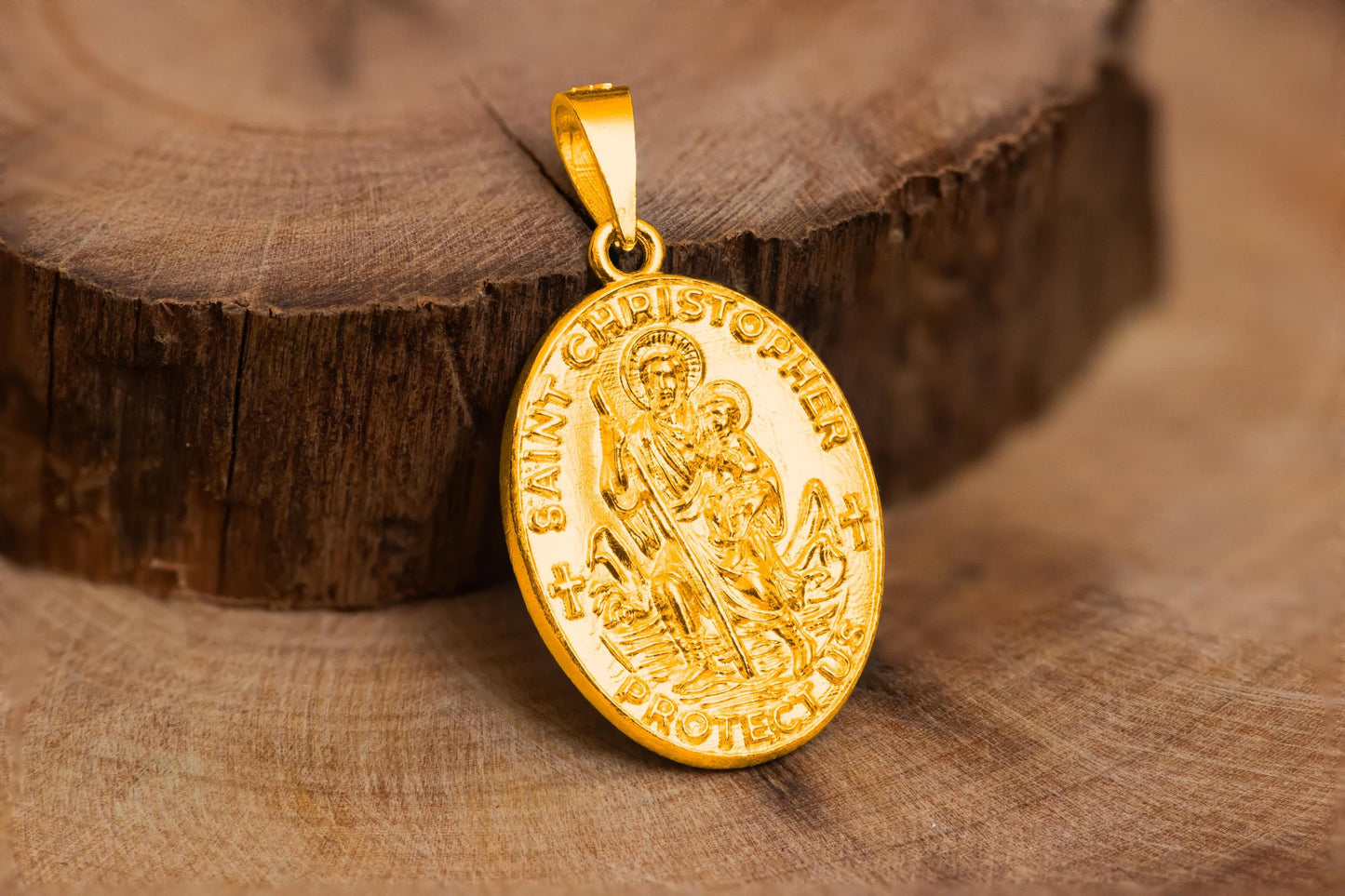 St. Christopher Pendant S925 Sterling Silver Necklace, Saint Medal Amulet Jewelry, Religious Protection Gift for Men and Women