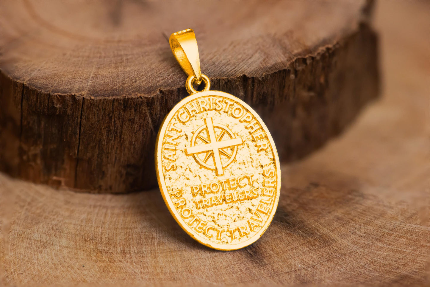 Gold Plated St. Christopher Medal Pendant S925 Sterling Silver Necklace, Religious Jewelry Gift for Traveler and Faith Lovers