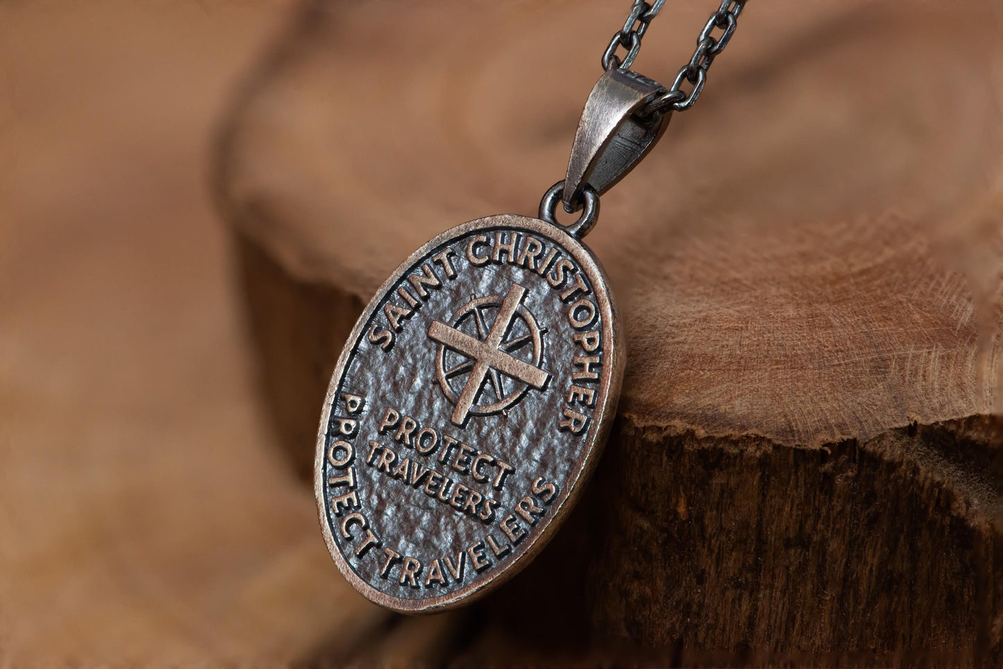 St. Christopher Pendant S925 Sterling Silver Necklace, Saint Medal Amulet Jewelry, Religious Protection Gift for Men and Women