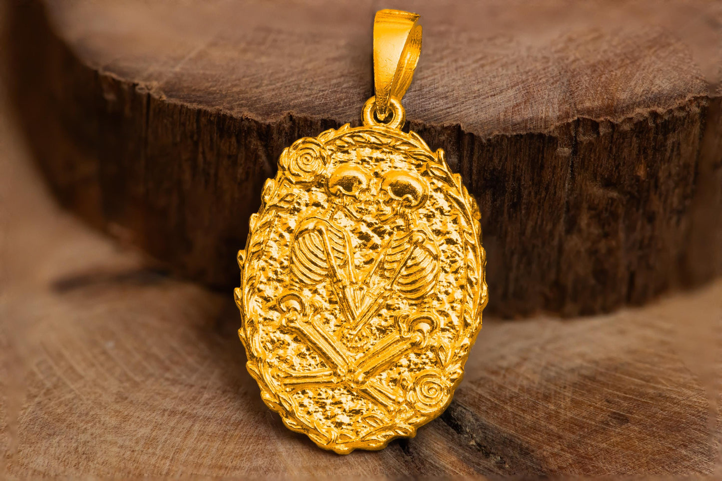 Gold Plated Skeleton Couple Pendant S925 Sterling Silver Necklace, Romantic Gothic Jewelry Gift, Handmade Skull Charm