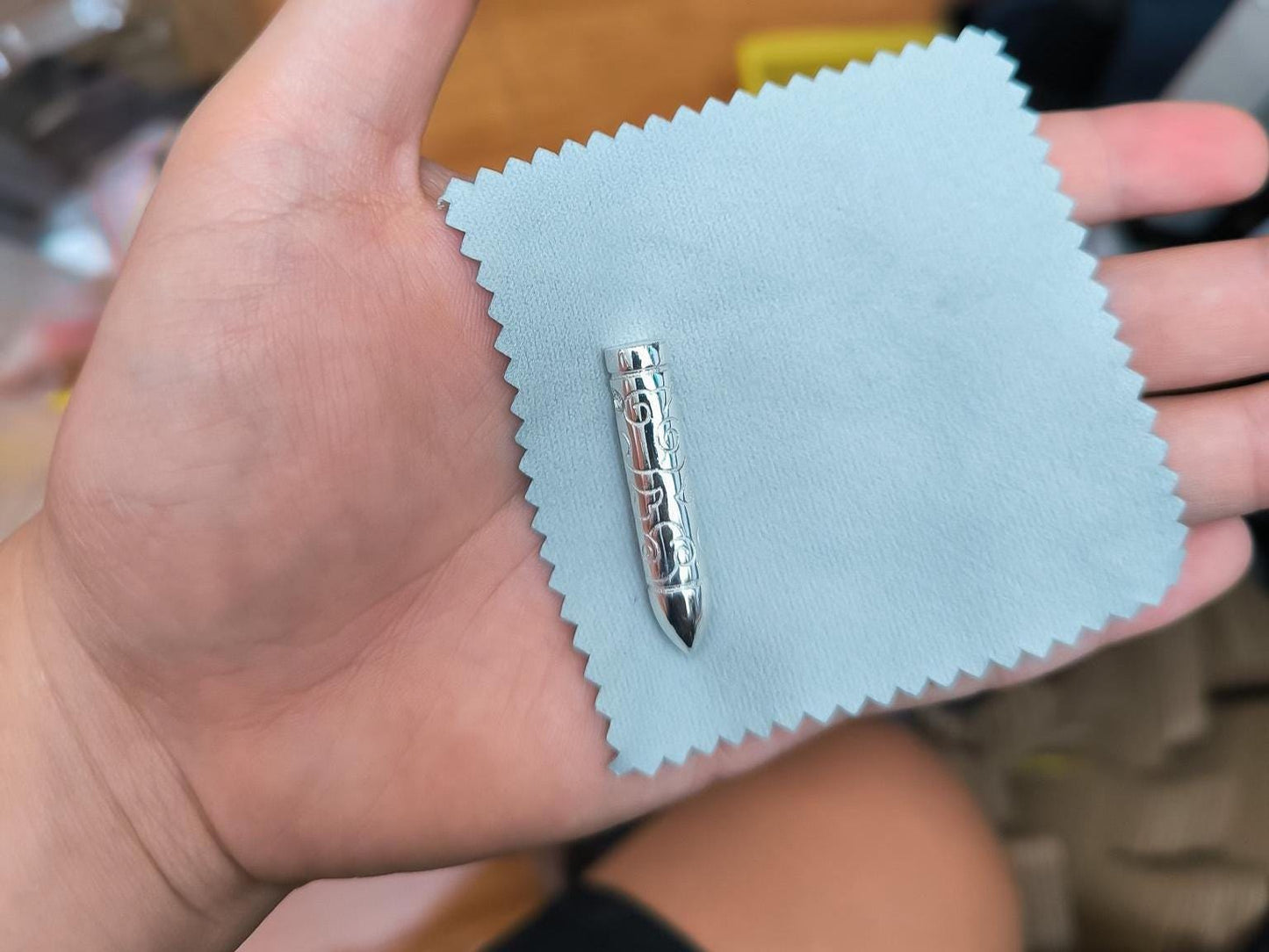 Silver Bullet Pendant Necklace S925 Sterling, Handmade Jewelry for Men, Engraved Bullet Charm, Gothic Gift for Him