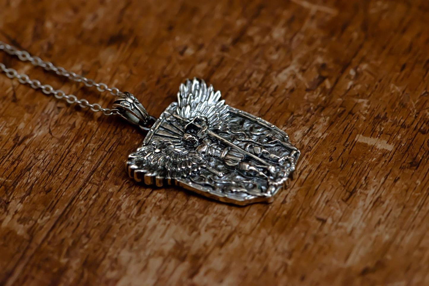 Gold Angel Warrior Pendant Necklace S925 Sterling Gold Plated, Handmade Fantasy Shield Jewelry, Gift for Gamer