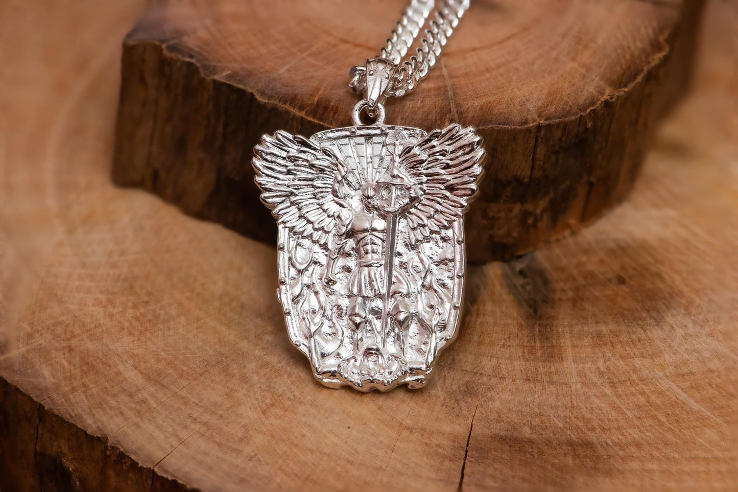 Dark Silver Angel Warrior Pendant Necklace S925 Sterling Oxidized Shield Jewelry, Medieval Gothic Necklace for Him