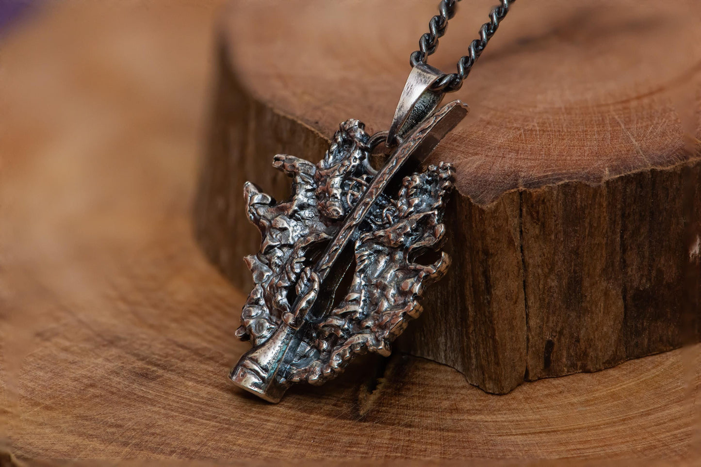 Silver Winged Sword Insignia Pendant S925 Sterling Handmade Fantasy Jewelry, RPG Talisman Necklace Gift for Gamer