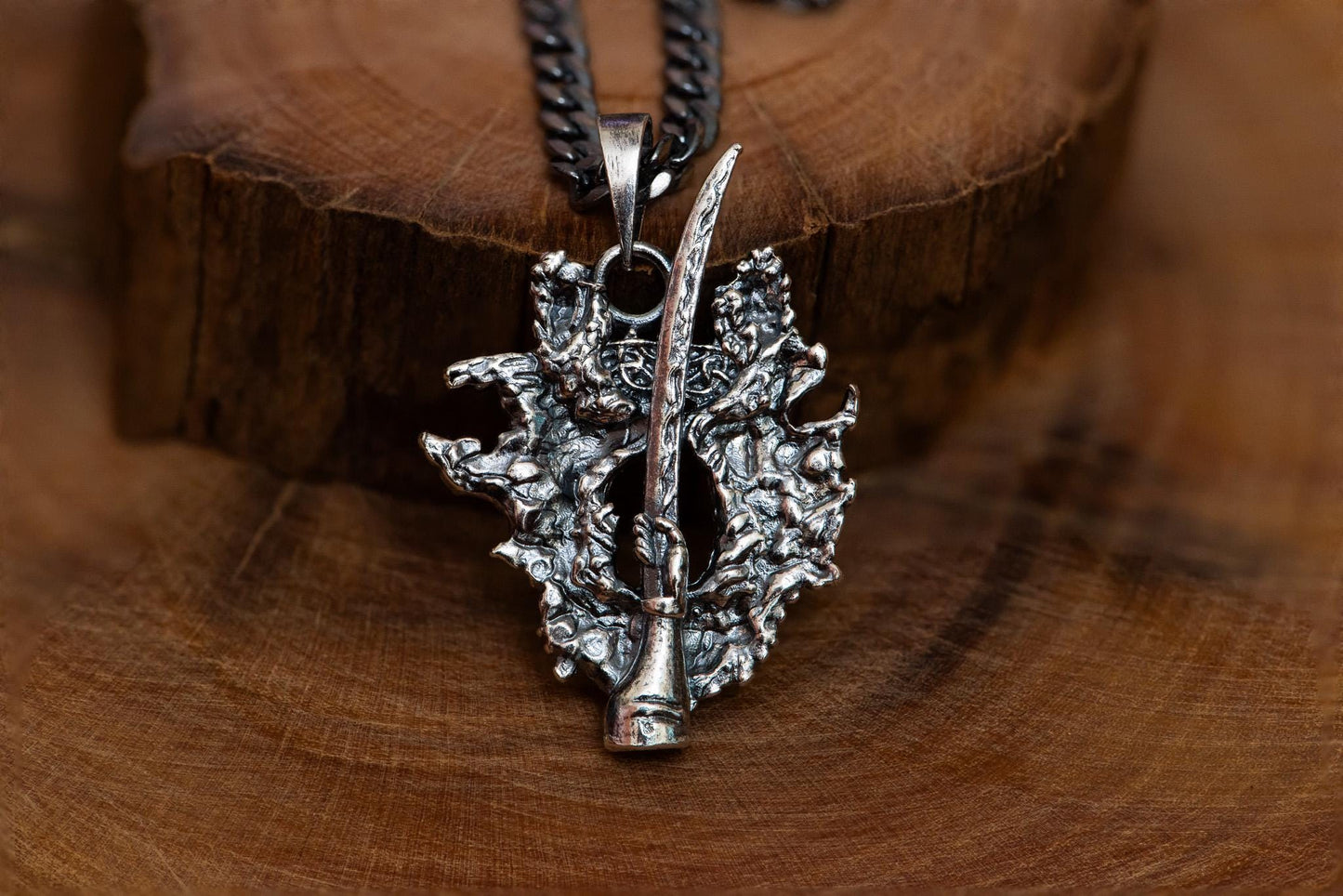 Gold Winged Sword Insignia Pendant S925 Sterling Gold Plated Handmade Jewelry, Medieval Fantasy Necklace for Gamer