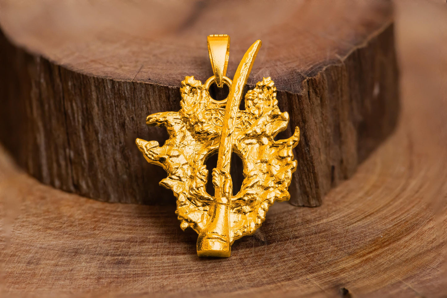 Gold Winged Sword Insignia Pendant S925 Sterling Gold Plated Handmade Jewelry, Medieval Fantasy Necklace for Gamer